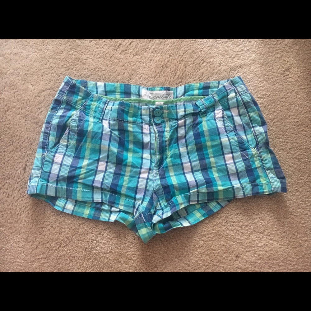 Aéropostale Blue-Green Plaid Junior Shorts